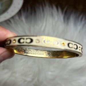 Coach White and Gold Logo Enamel Bangle